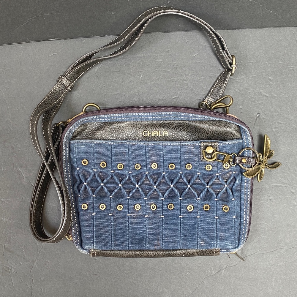 Chala Navy and Dark Brown Crossbody Bag